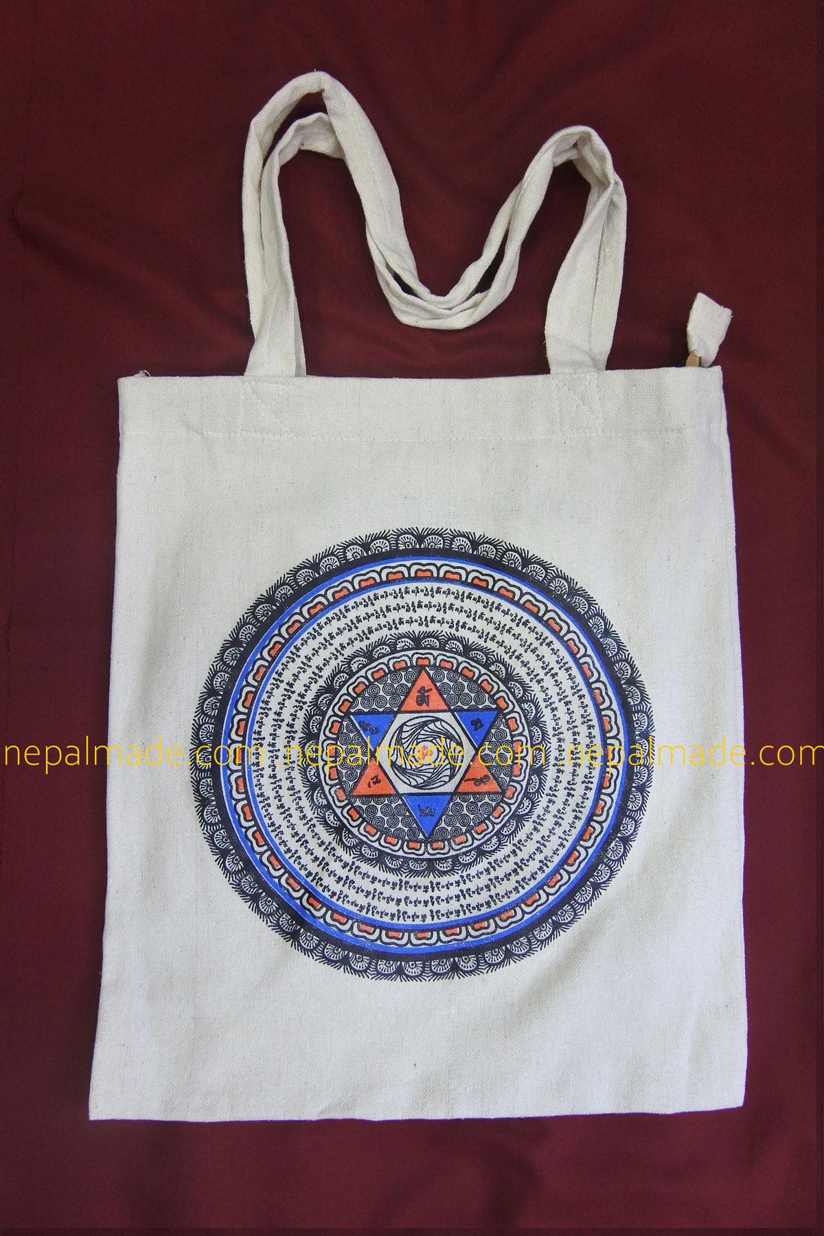 mandala printed cotton tote bag