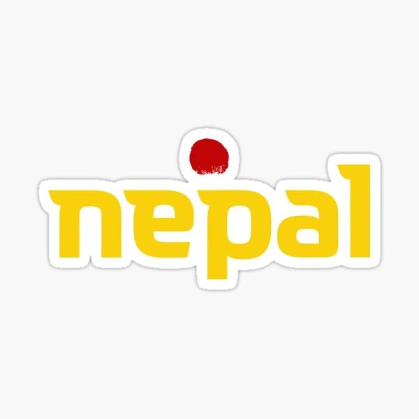 Nepal Yellow Retro text Logo sticker
