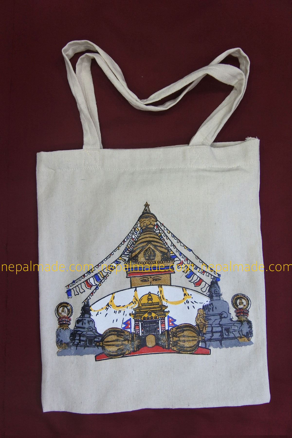 cotton tote bag with Swayambhunath print